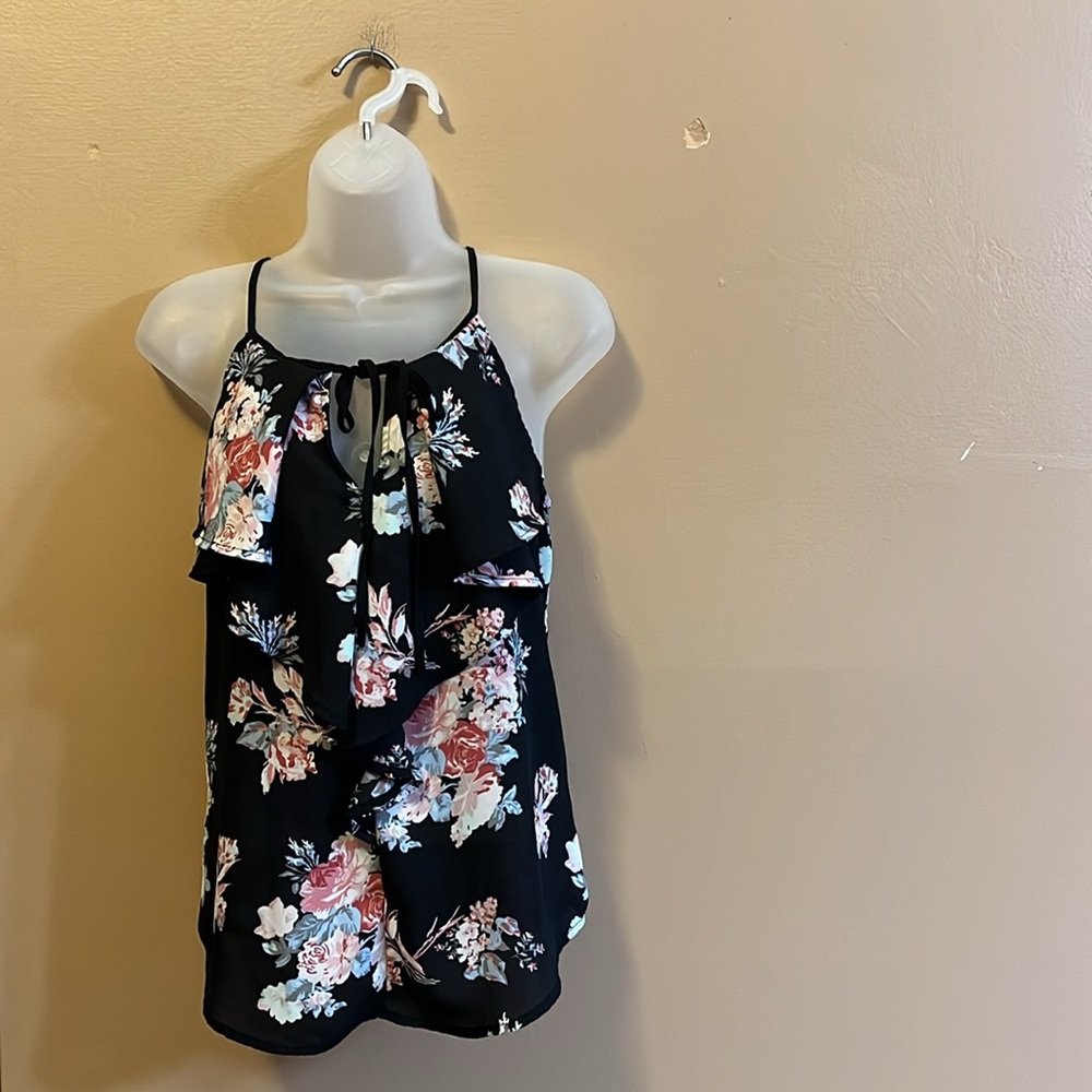 Stella Tweed • Black/Floral Sheer Blouse - Picture 1 of 8